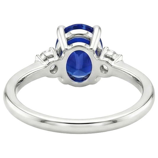 naturel oval saphir 3.50carats bague angle de côté