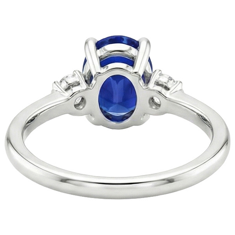 naturel oval saphir 3.50carats bague angle de côté