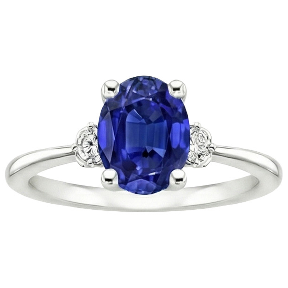 naturel oval saphir 3.50carats bague détail rapproché