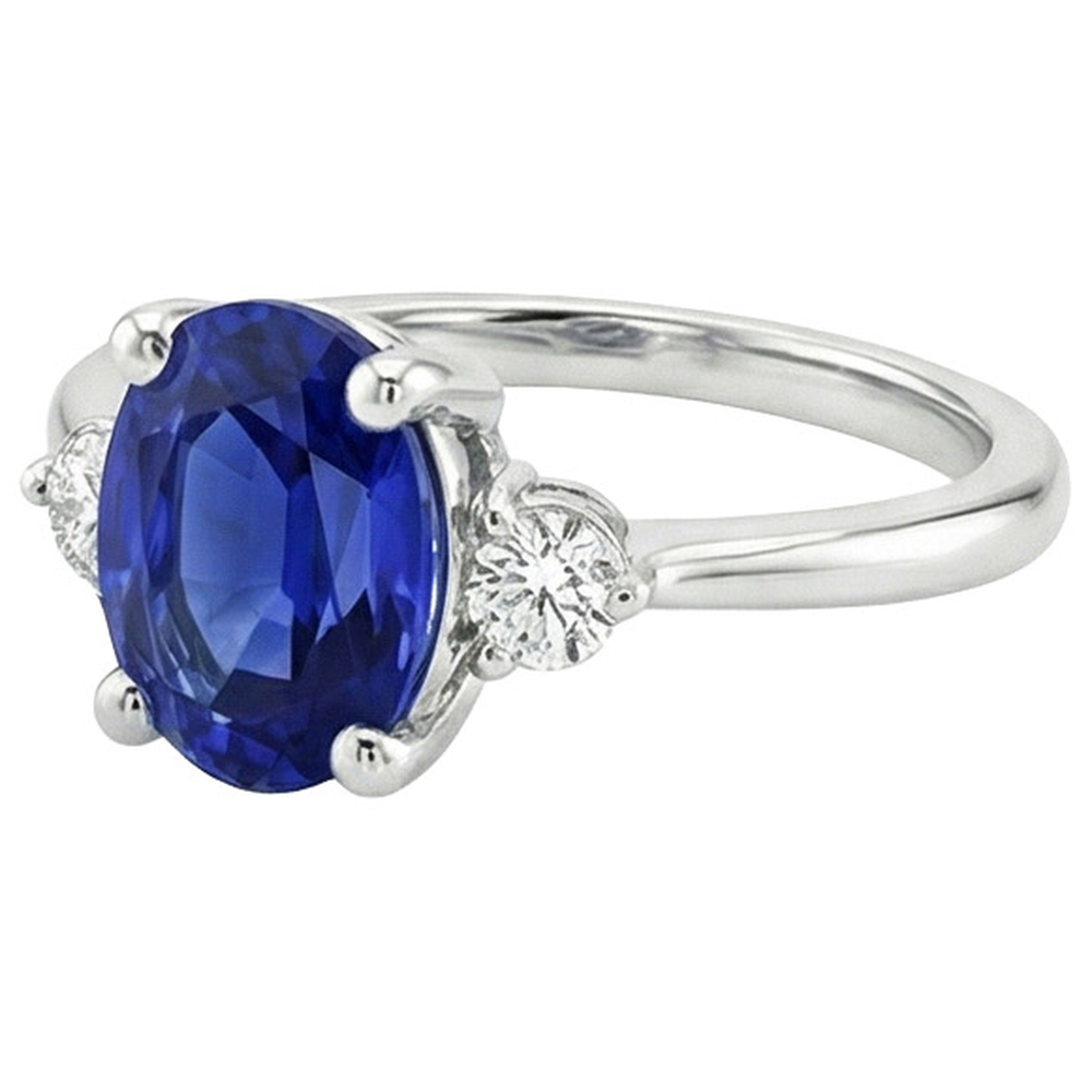 naturel oval saphir 3.50carats bague sur blanc