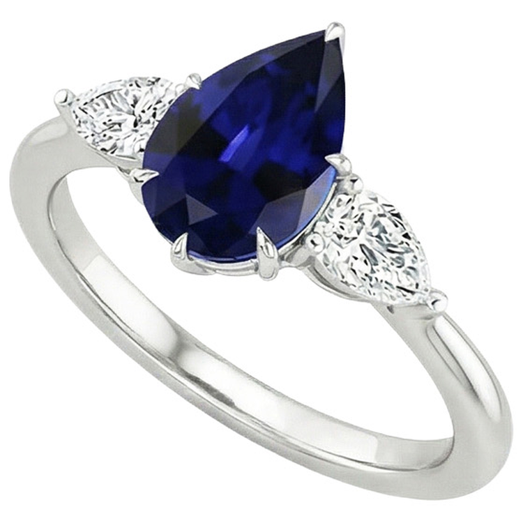 naturel pear diamant 6.75carats bague vue de face