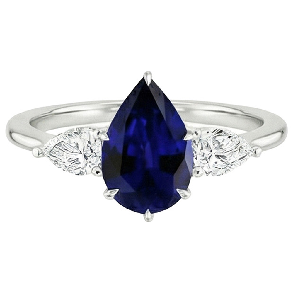 naturel pear diamant 6.75carats bague angle de côté