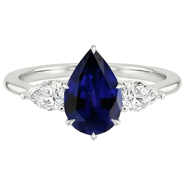 naturel pear diamant 6.75carats bague angle de côté