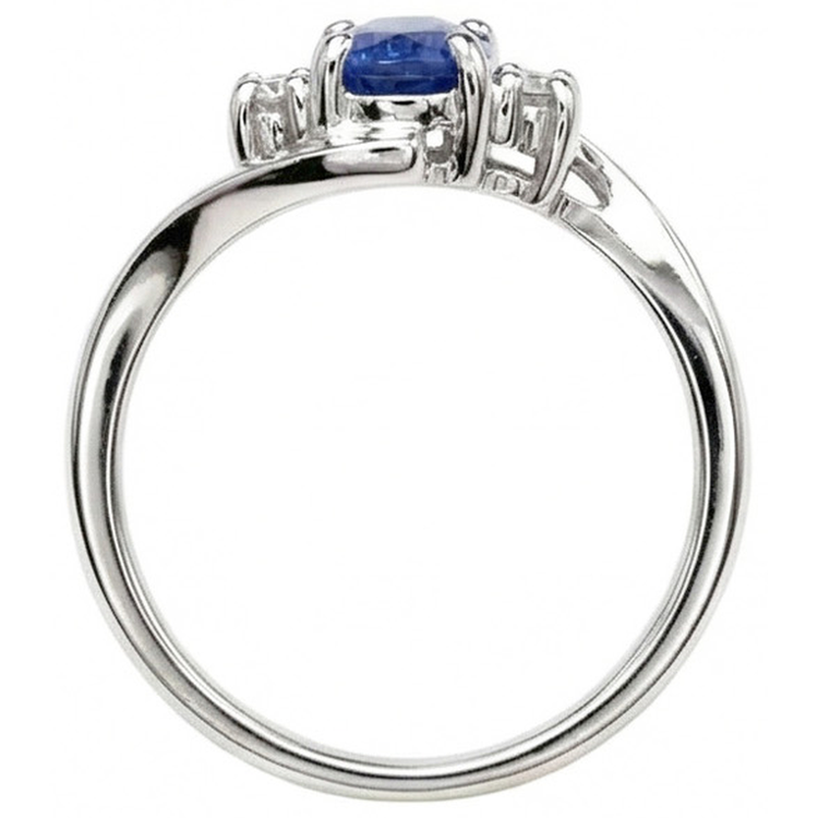 Bague trois pierres saphir du Sri Lanka avec diamants en or 1.70 ct 14k