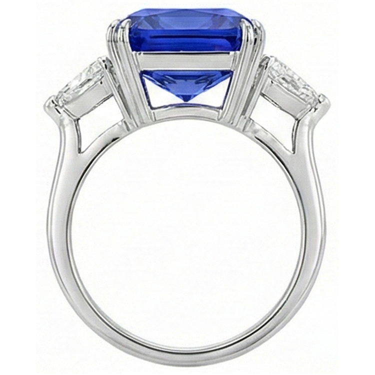 naturel radiant saphir 5.50carats bague vue de profil