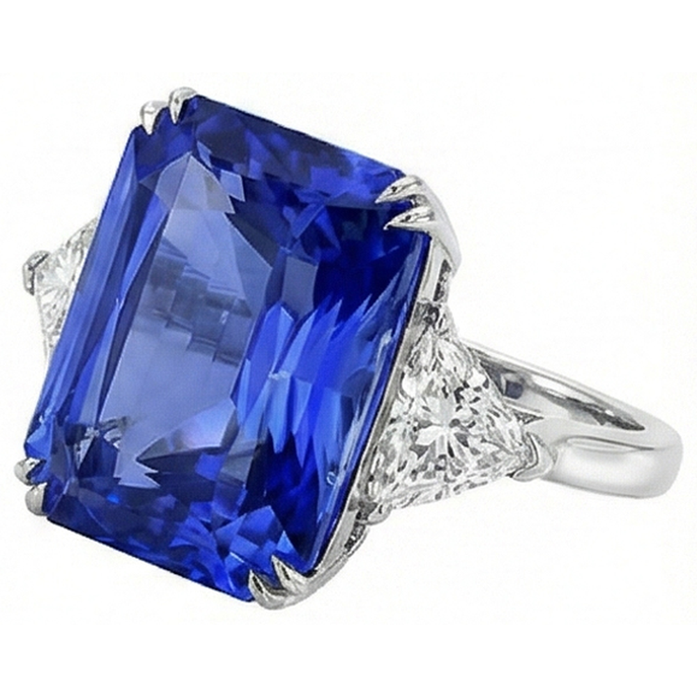naturel radiant saphir 5.50carats bague détail rapproché