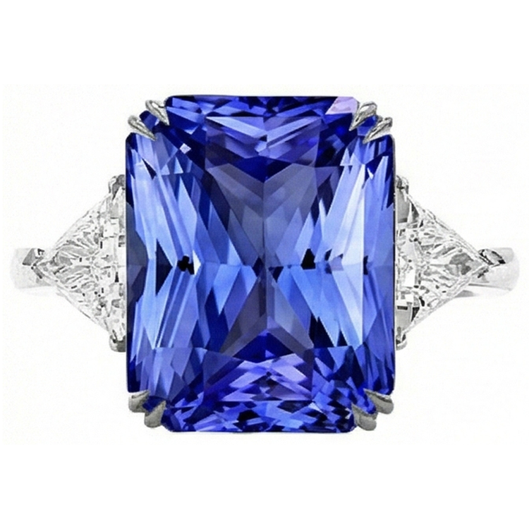 naturel radiant saphir 5.50carats bague angle de côté
