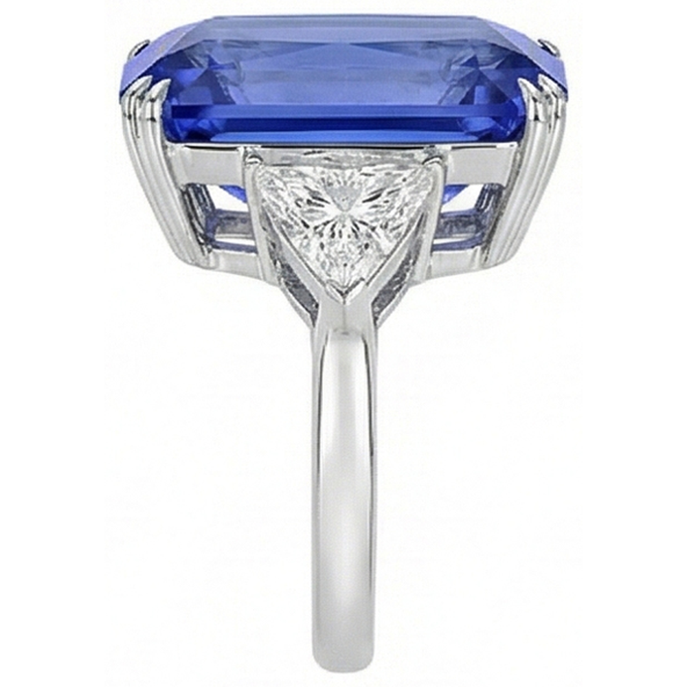 naturel radiant saphir 5.50carats bague vue de dessus