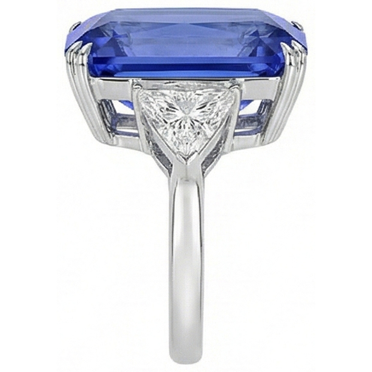 naturel radiant saphir 5.50carats bague vue de dessus