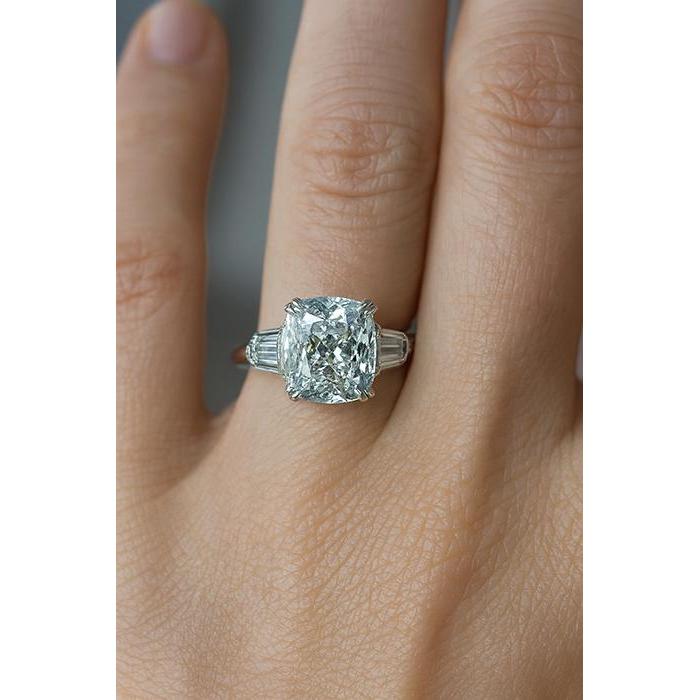 Bague 3 Pierres Réel Diamant 2.41 Carats Bijoux En Or Blanc