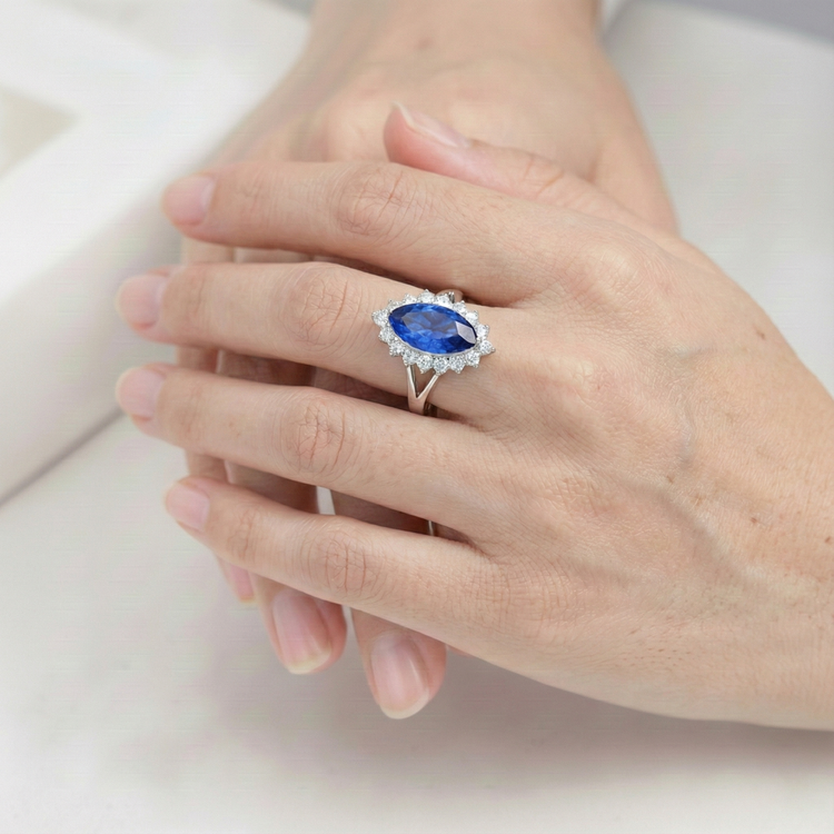 Bague Chère Saphir Marquise Véritable