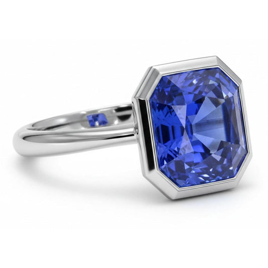 Bague De Fiançailles En Or 14 Carats Avec Saphir 5 Carats