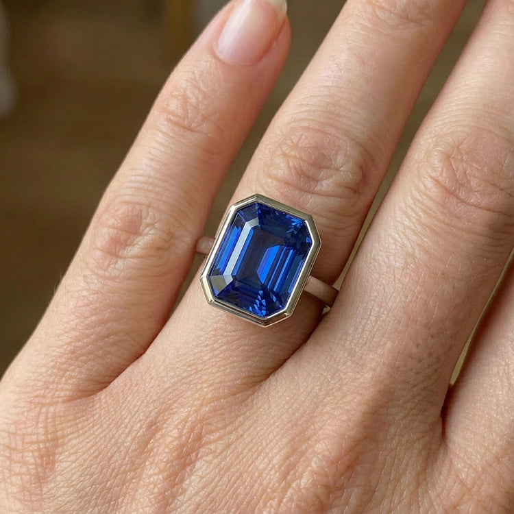 Bague De Fiançailles En Or 14 Carats Avec Saphir 5 Carats