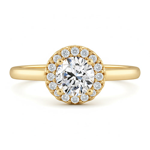Bague De Fiançailles En Réel Diamant Rond Serti De Griffes De 1.25 Carat YG 14K