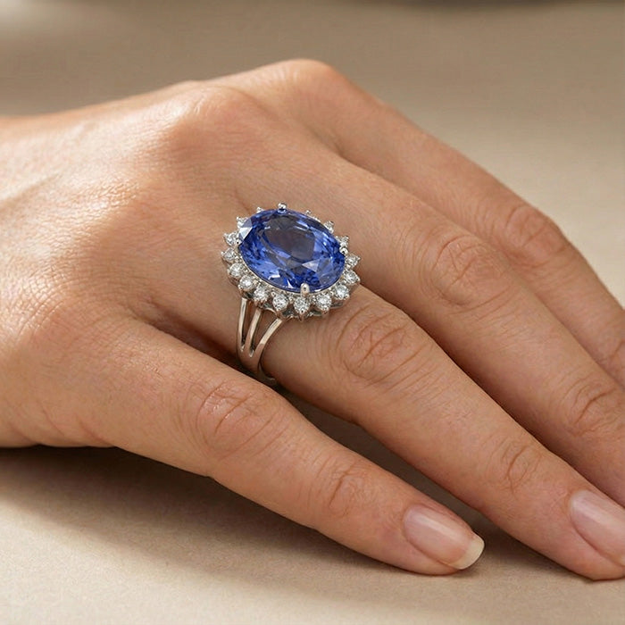 Bague De Fiançailles Gros Saphir 10 Carats