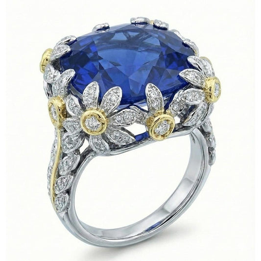 Bague De Fiançailles Saphir Bicolore 8 Carats