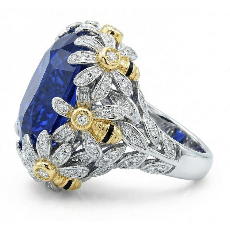 Bague De Fiançailles Saphir Bicolore 8 Carats