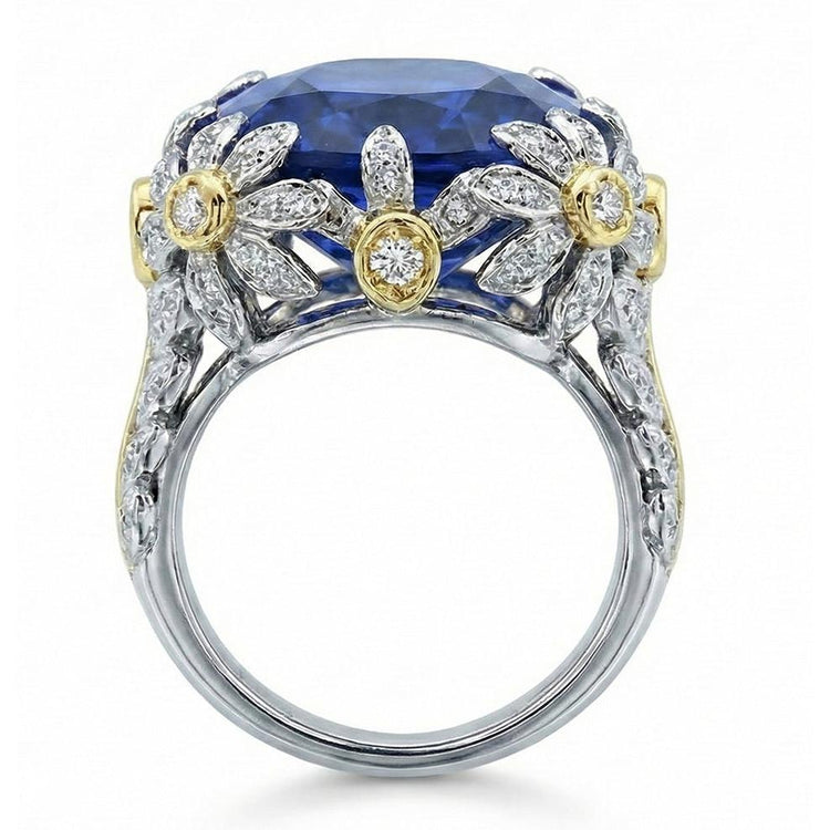 Bague De Fiançailles Saphir Bicolore 8 Carats