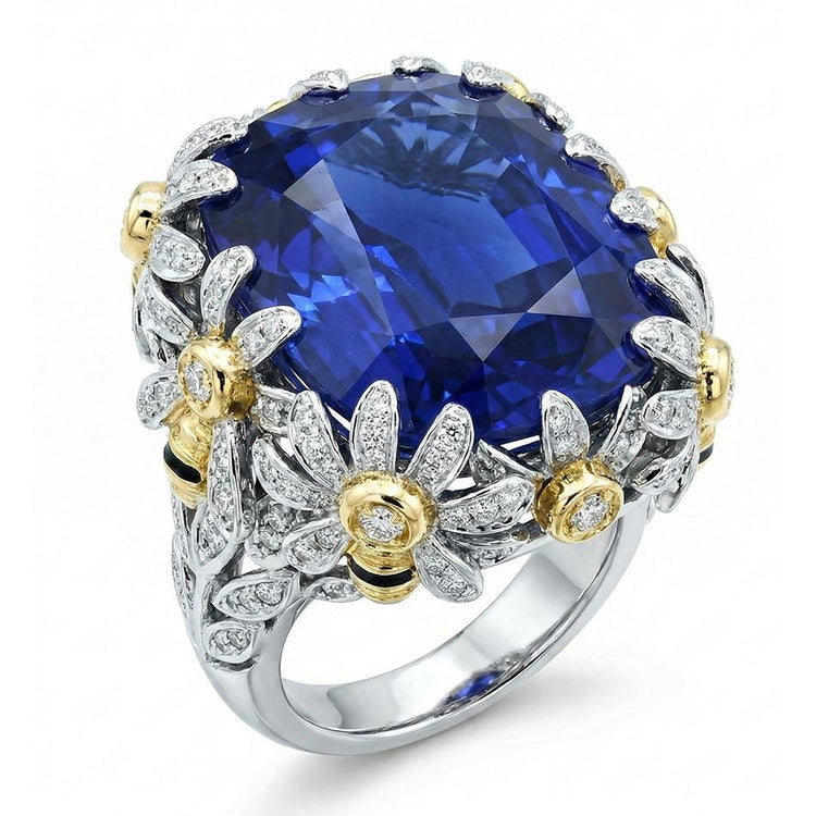 Bague De Fiançailles Saphir Bicolore 8 Carats