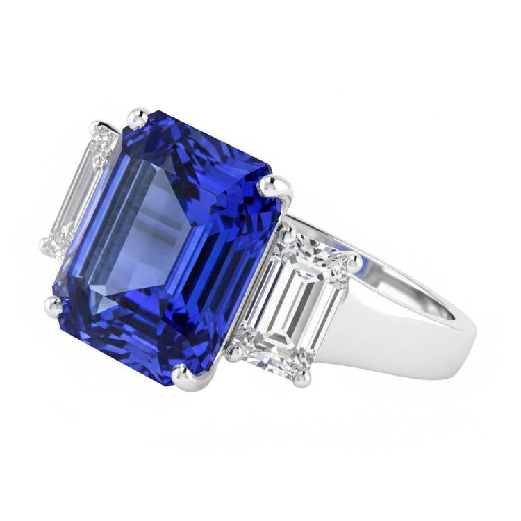 naturel radiant diamant 5carats bague vue de profil