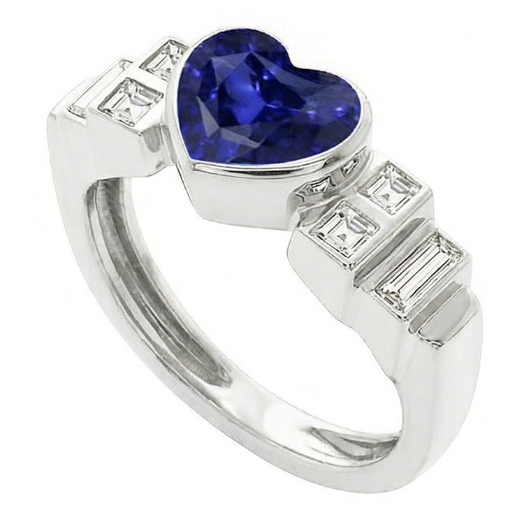 naturel baguette diamant 2.50carats bague angle de côté