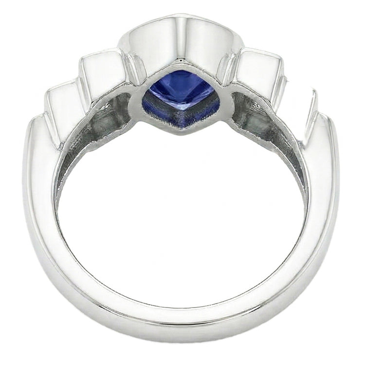 naturel baguette diamant 2.50carats bague vue de profil