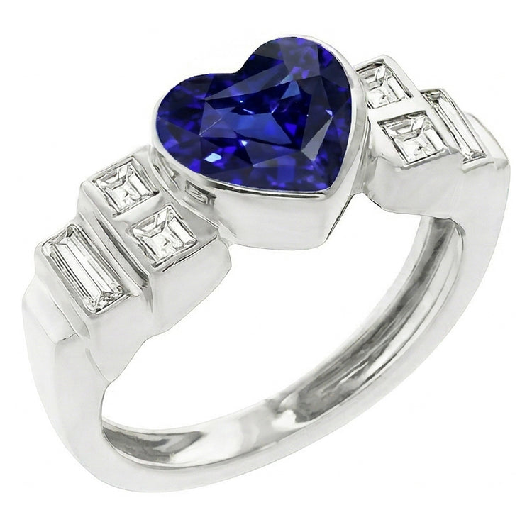 naturel baguette diamant 2.50carats bague vue de face