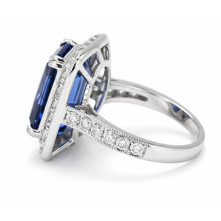 Bague Diamant Naturels Extraits des Mines ( et non cultivés en laboratoire ) Style Antique & Saphir Sri Lankais Or 9.50 Carats 14K