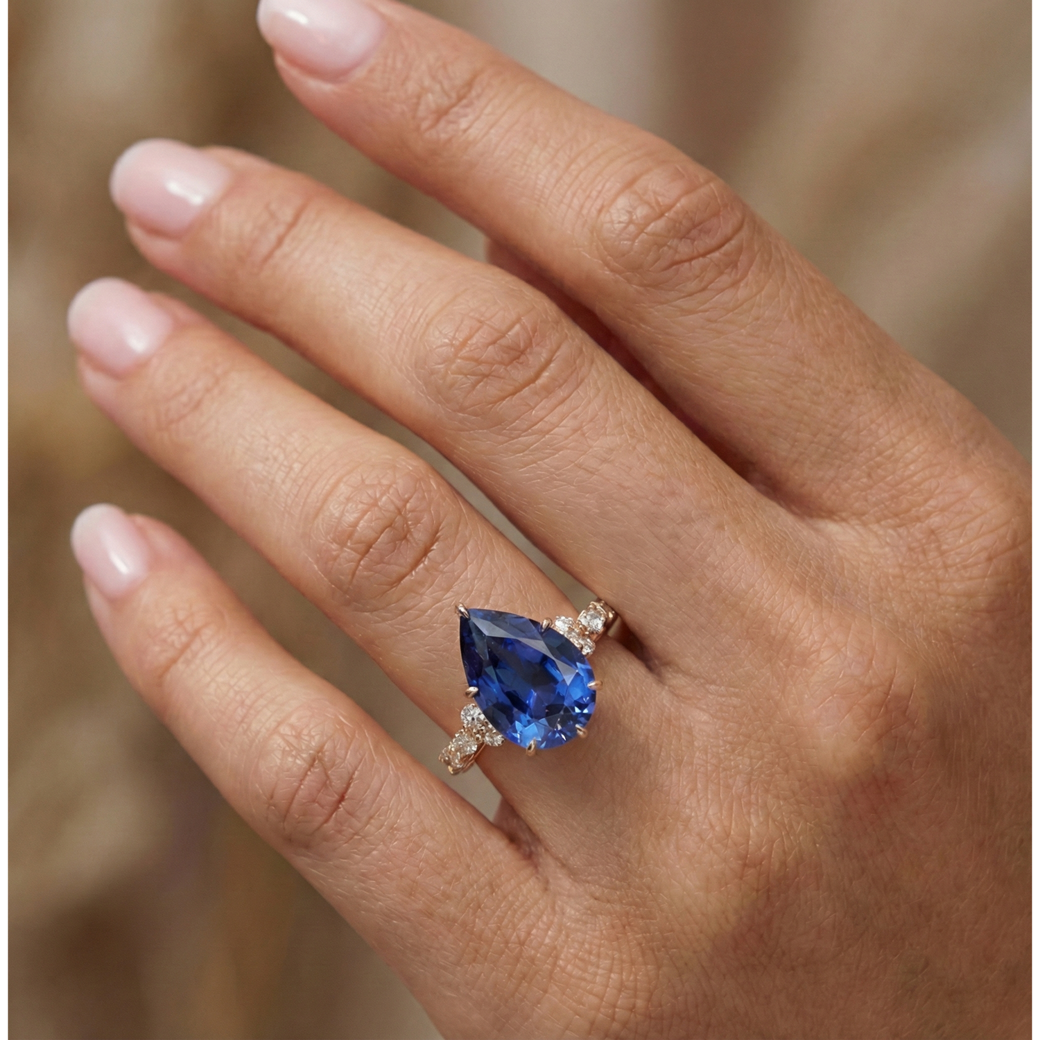naturel pear diamant 5.50carats bague avec accents diamants