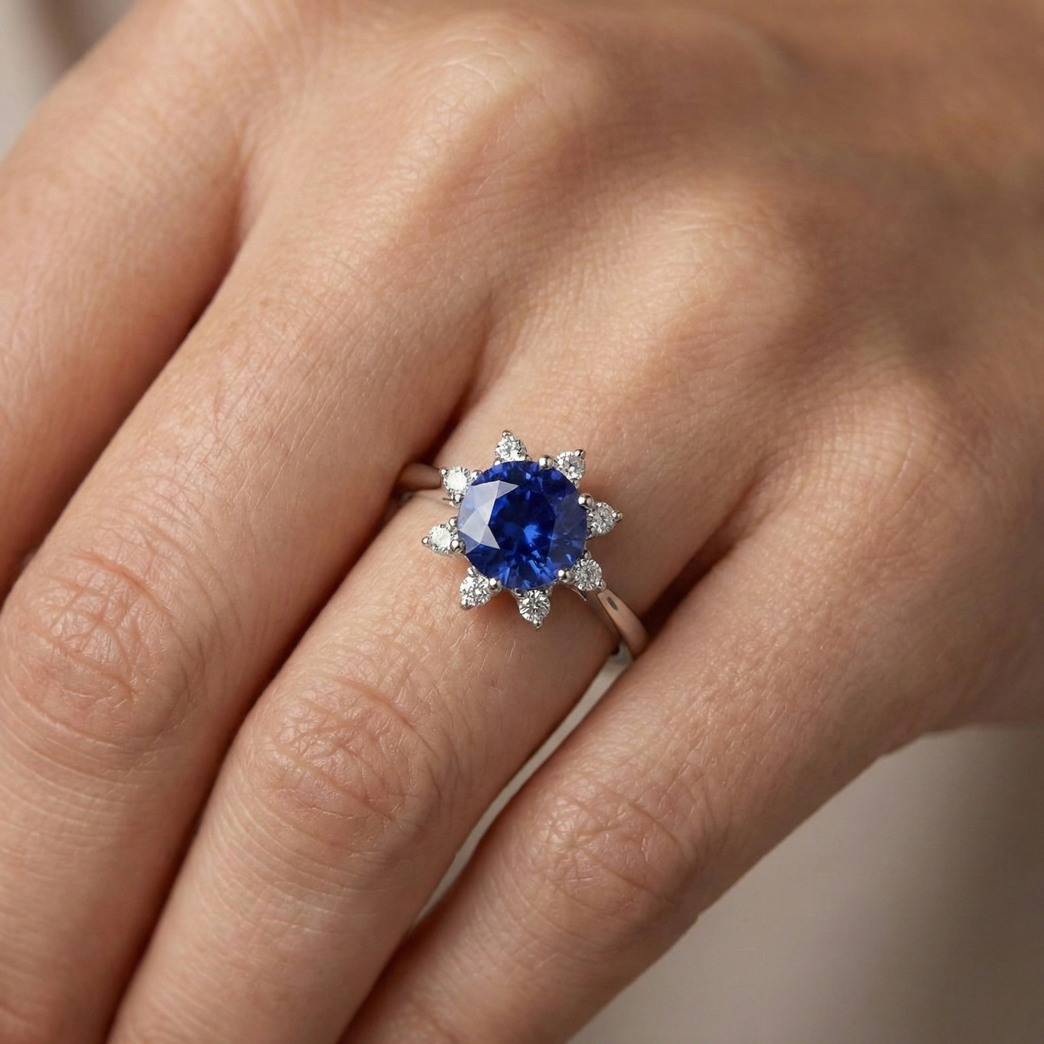 naturel round diamant 3carats bague sur blanc