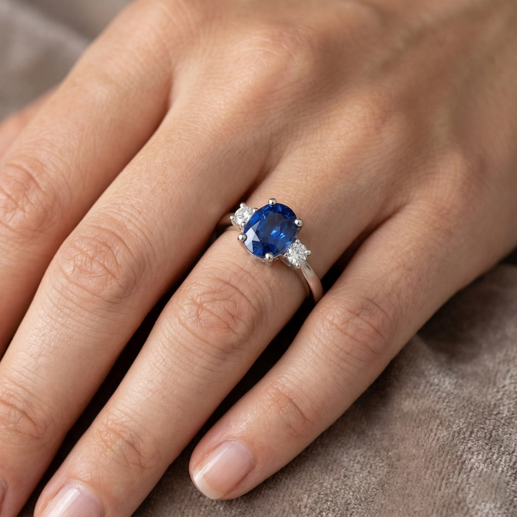 naturel oval diamant 1.70carats bague avec accents diamants