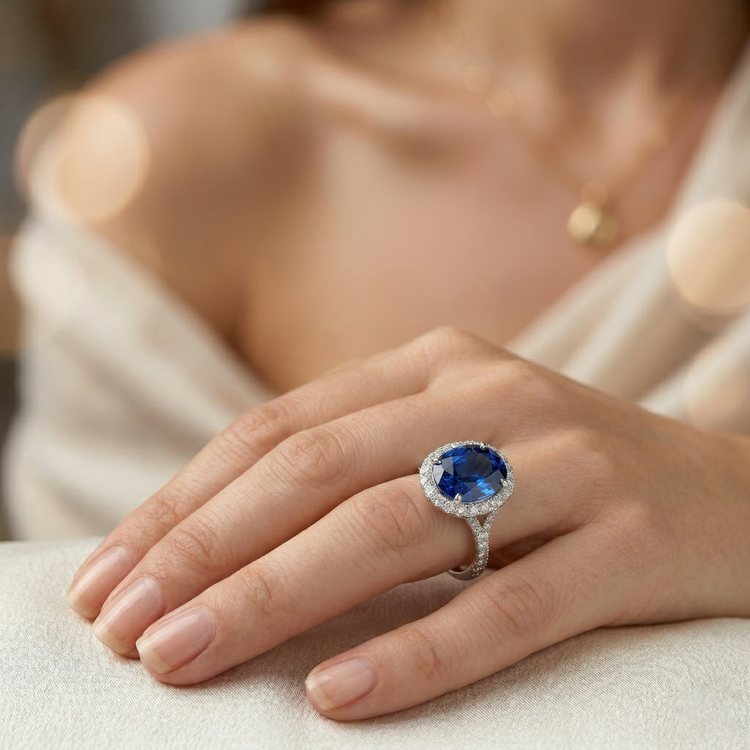 naturel oval diamant 4carats bague avec accents diamants