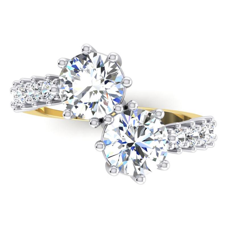 Bague En Or Blanc 14 Carats Avec Diamants Taille Ronde De 3,30 Ct