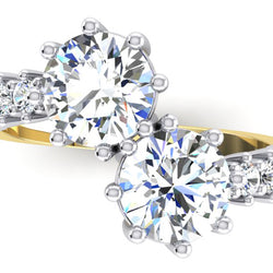 Bague En Or Blanc 14 Carats Avec Diamants Taille Ronde De 3,30 Ct