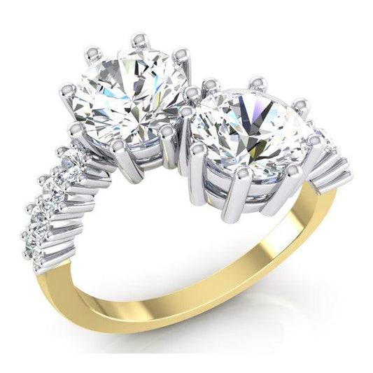 Bague En Or Blanc 14 Carats Avec Diamants Taille Ronde De 3,30 Ct