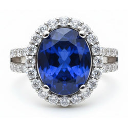 Bague Halo Ovale Cabochon Saphir Pour Femme
