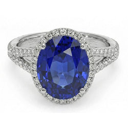 Bague Halo Saphir Ovale 12 Carat