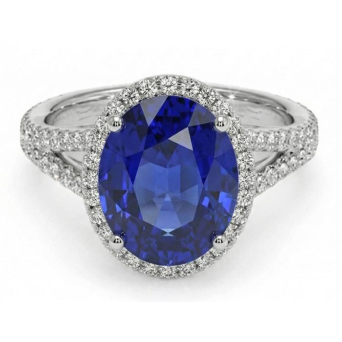 Bague Halo Saphir Ovale 12 Carat