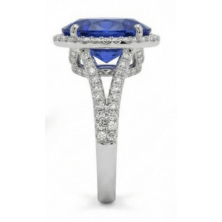 Bague Halo Saphir Ovale 12 Carat