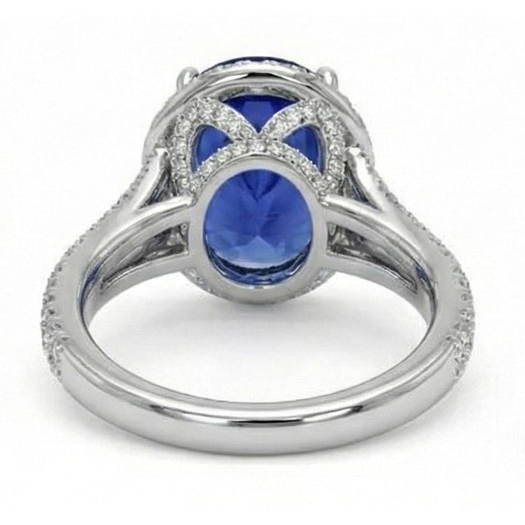 Bague Halo Saphir Ovale 12 Carat