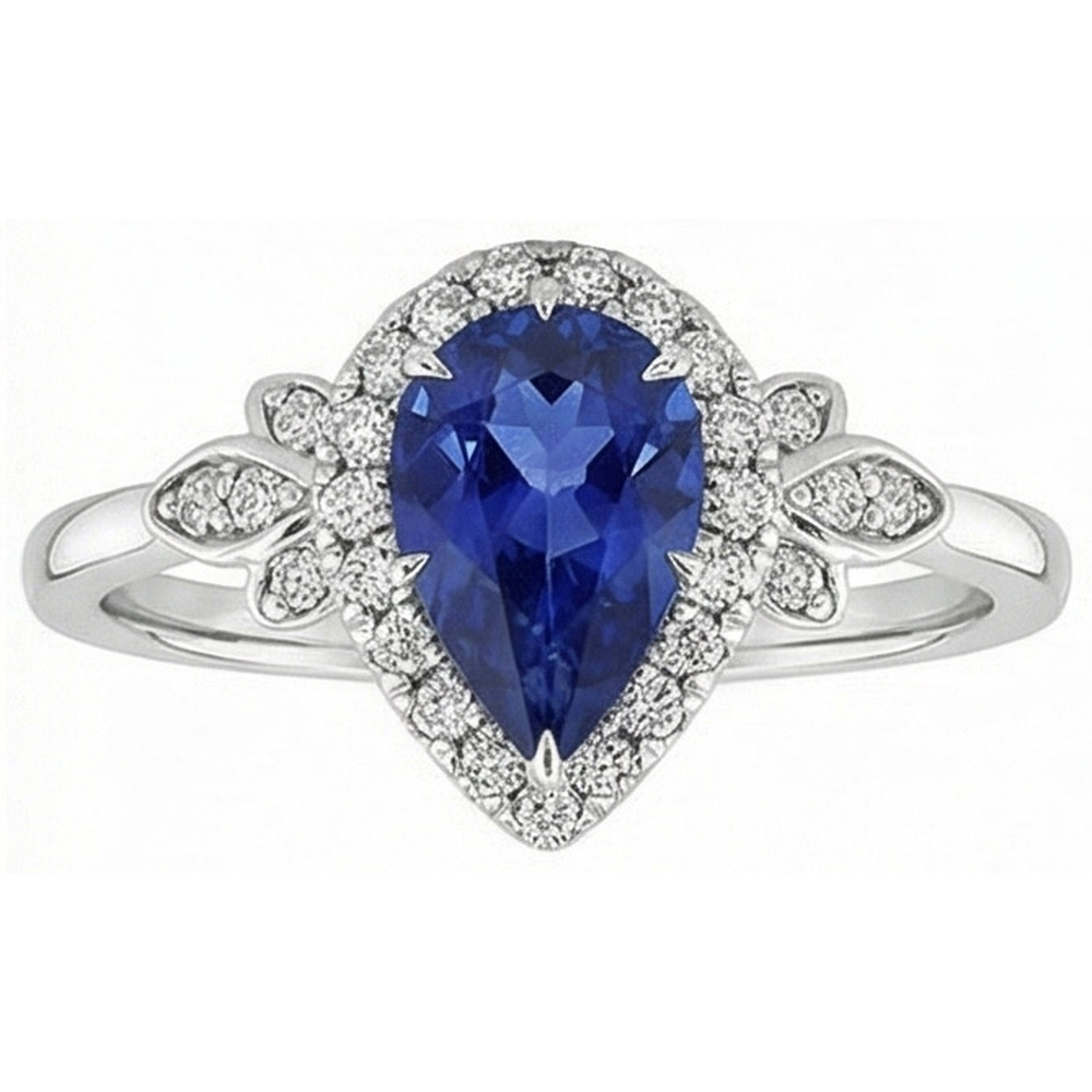 naturel pear diamant 4carats bague avec accents diamants