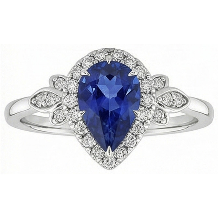 naturel pear diamant 4carats bague avec accents diamants