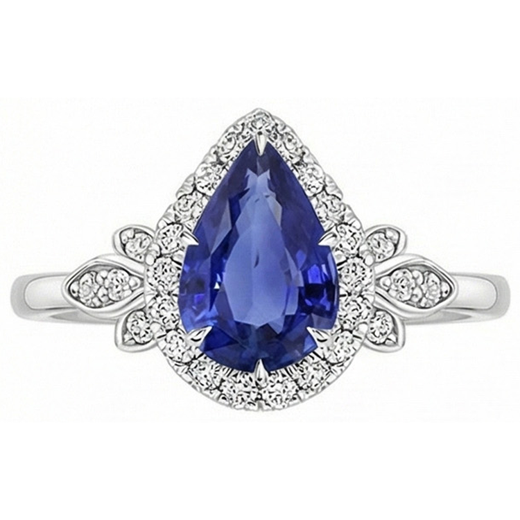 naturel pear diamant 4carats bague détail rapproché