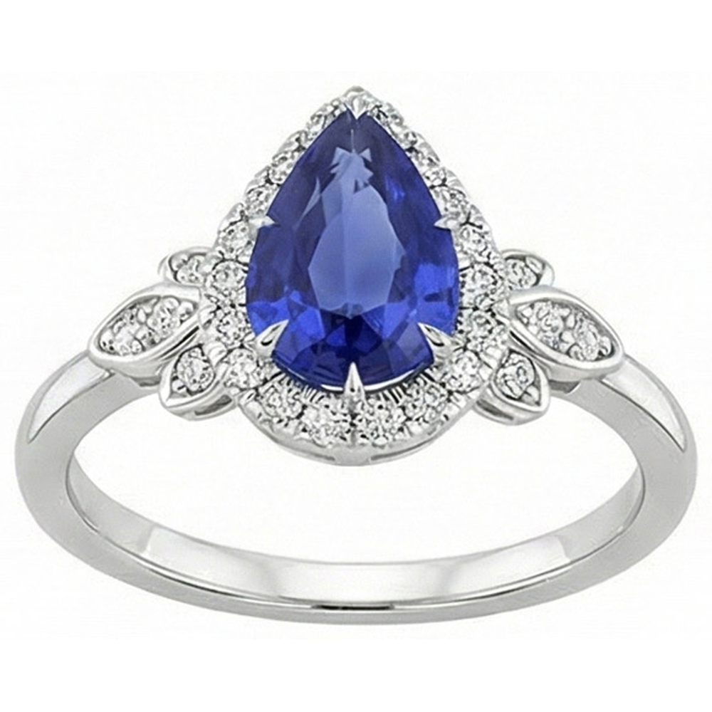 naturel pear diamant 4carats bague vue de profil