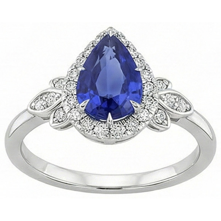 naturel pear diamant 4carats bague vue de profil