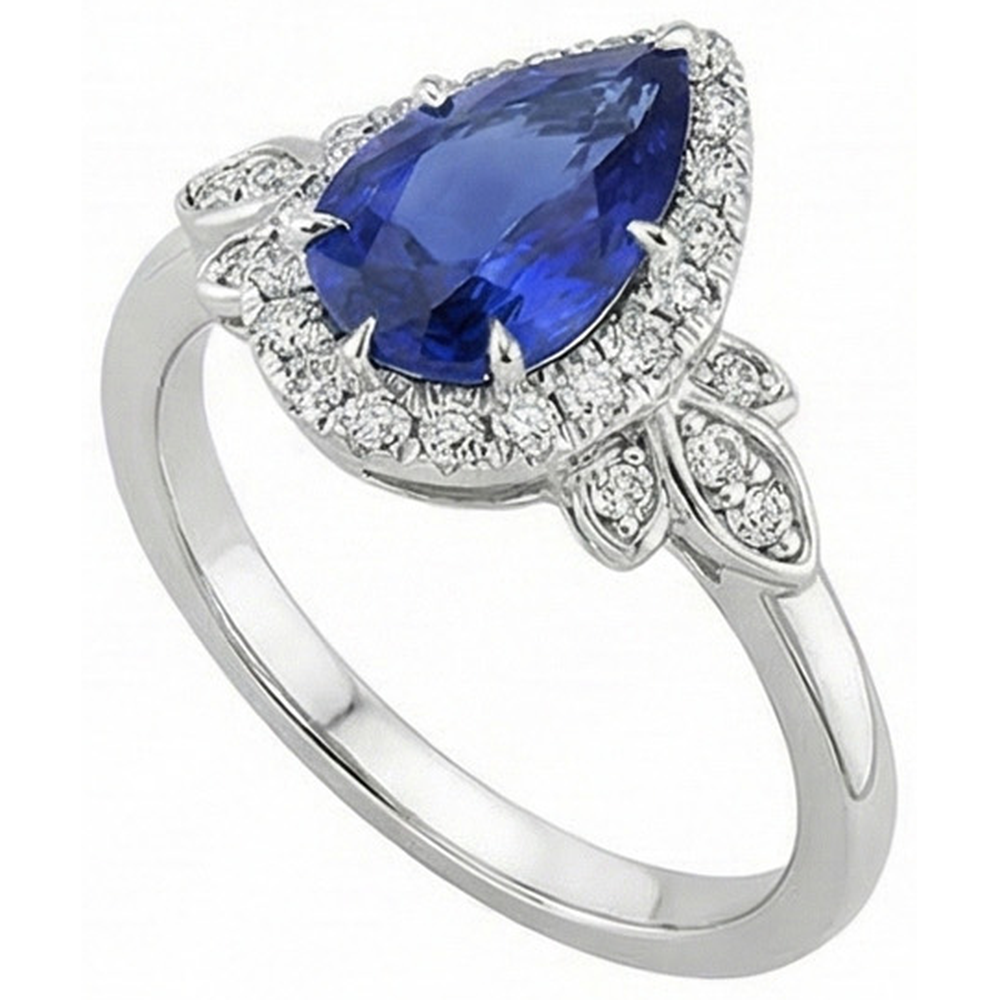 naturel pear diamant 4carats bague vue de dessus