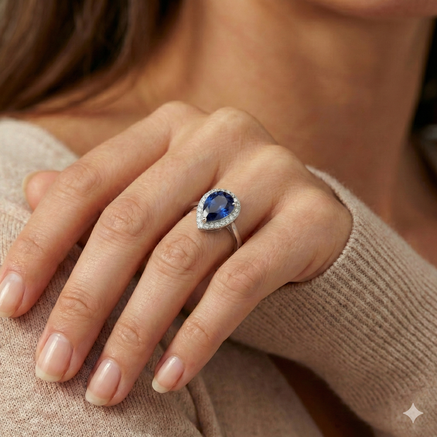 naturel pear diamant 2.50carats bague sur blanc