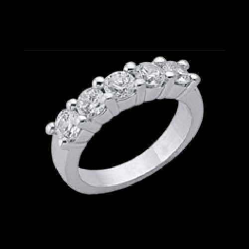 Bague Naturel Diamant 2 Carats Bague 5 Pierres Or Blanc Cinq