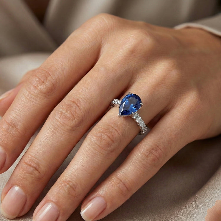 naturel pear diamant 2carats bague avec accents diamants