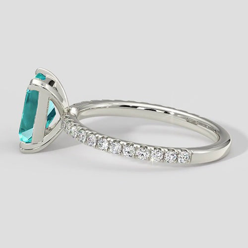 Bague Paraiba coussin 3 carats avec tige en diamant